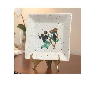 Ty Wilson Dancing Couple Square Ceramic Appetizer Plate Kitchen Display Decor